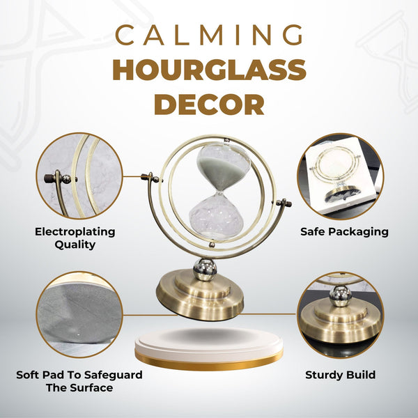Elegant Gold And Glass 30-Minute Sand Timer - White Sand Desk Decor For Productivity, Yoga, And Gifts by Sona Casa