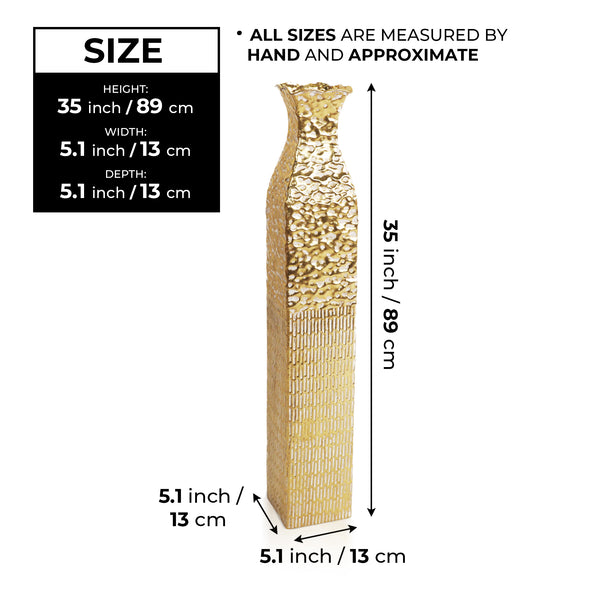 Handmade Weathered Rustic Tall Metal Vases, Extra Large Decorative Floor Vase Set, 35" Large Flower Pots for Pampas Grass, Home Living Room Decor-Sona Casa