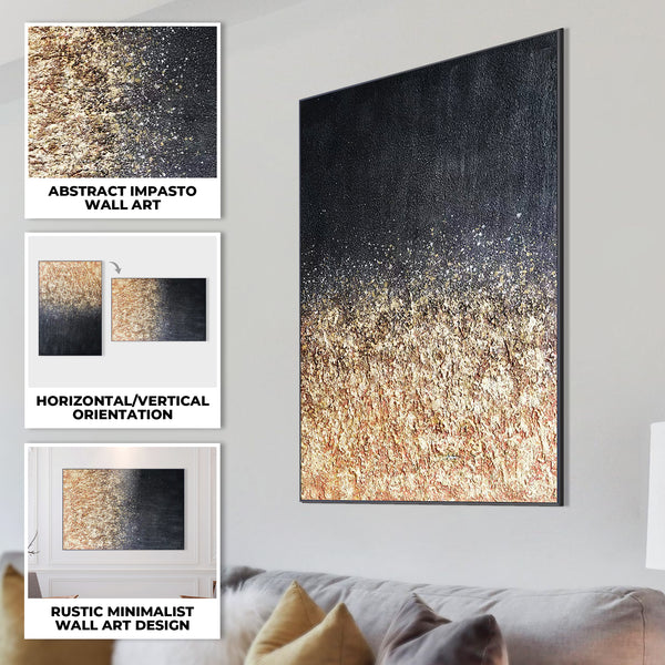 Black Brown Abstract Canvas Wall Art, 47" Living Room Hotel Wall Decor by Sona Casa