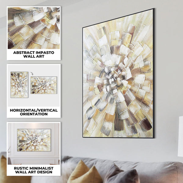 Brown Impasto Thick Textured Canvas Artwork, 47" Wall Accent Home Decor by Sona Casa