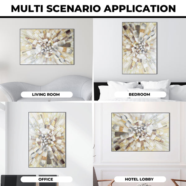 Brown Impasto Thick Textured Canvas Artwork, 47" Wall Accent Home Decor by Sona Casa