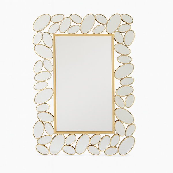 Decorative Wall Mirror with Gold Frame, Lightweight, High Quality Glass, Vertical & Horizontal Mount, Gift-Sona Casa