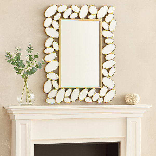 Decorative Wall Mirror with Gold Frame, Lightweight, High Quality Glass, Vertical & Horizontal Mount, Gift-Sona Casa