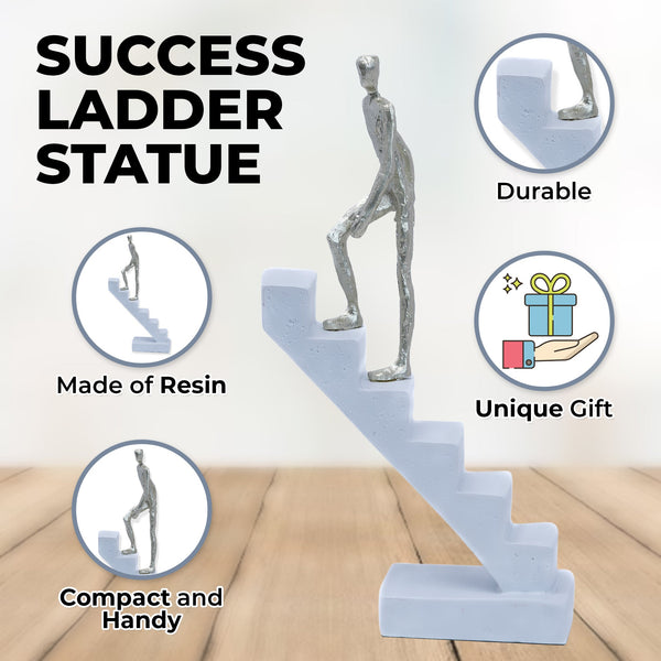 Abstract White Statue Of Man Climbing Stairs - Motivational Decor For Zen Office & Home Inspiration by Sona Casa