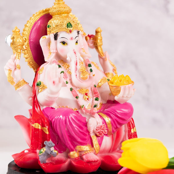Large Ganesha Statue 23 cm, Polyresin, Multicolor Hindu God Decor For Home & Car by Sona Casa