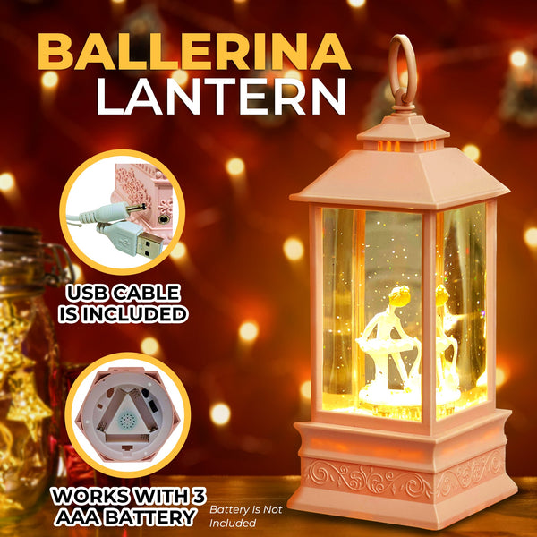 Winter Wonderland Christmas Decor, 9" Snow Globe Pink Glitter Lantern, Gift by Sona Casa