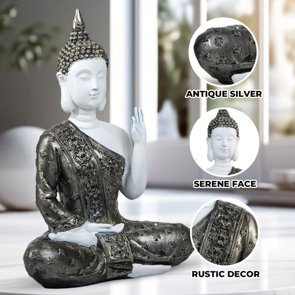 Small Meditating Buddha Statue 12" Tabletop Centerpieces Home Decor Gifts, Desktop, Shelf Shrine Ornament by Sona Casa