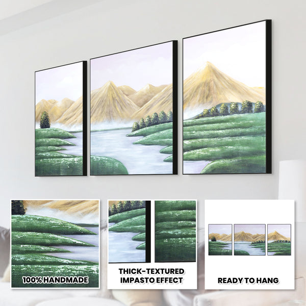 Mountain Canvas Large Scenery Painting, 79" Wall Art Decor Living Room by Sona Casa