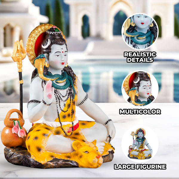 Large 25 cm Polyresin Shiva Statue - Multicolor Hindu God Idol For Home And Temple Decor, Perfect Diwali Gift by Sona Casa