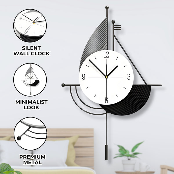 Decorative Wall Clock, 24" Abstract Metal Clock, Quiet, Battery Operated Home Office Decor by Sona Casa