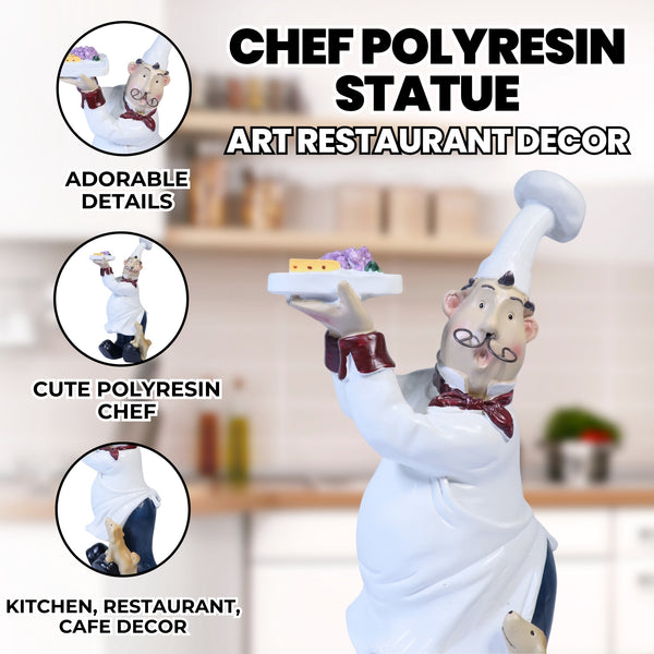 Chef Ornament, Polyresin Statue Art, Decor for Kitchen, Restaurant, Cafe, Bakery, Fun Gift 10 inch 25 cm by Sona Casa