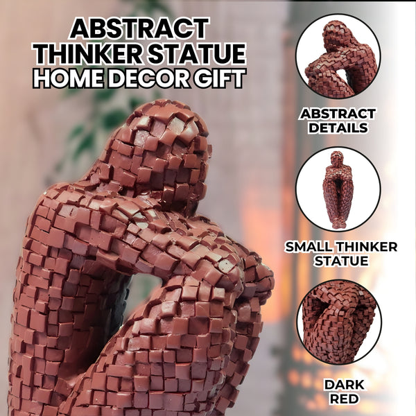 Small Abstract Thinker Statue, Dark Red Home Decor, Bookshelf Decor, Gift for Teachers 8 inch 20 cm by Sona Casa