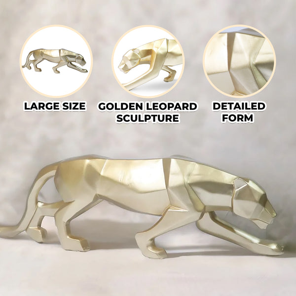 Gold Leopard Statue, Panther Sculpture, Gold Home Decor, Living Room Decor 18 inch 46 cm Wide by Sona Casa