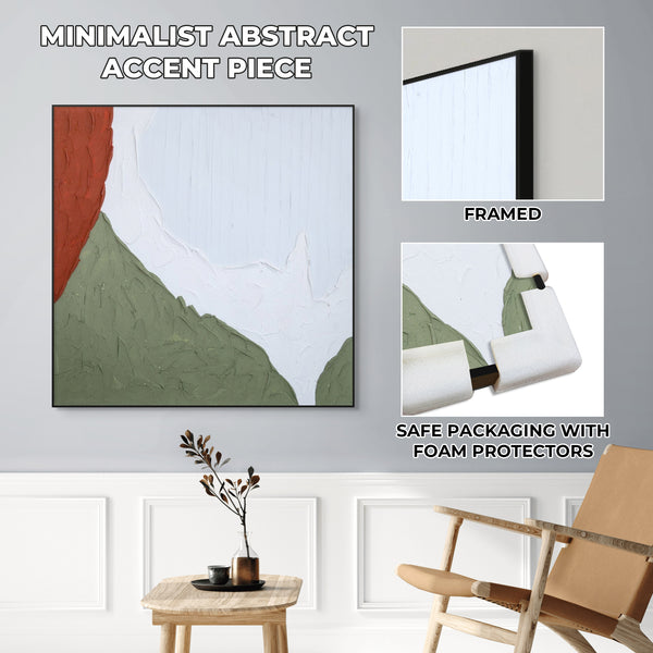 Minimalist 3D Abstract Impasto Art, 31" Thick-Textured Wood Canvas Decor by Sona Casa