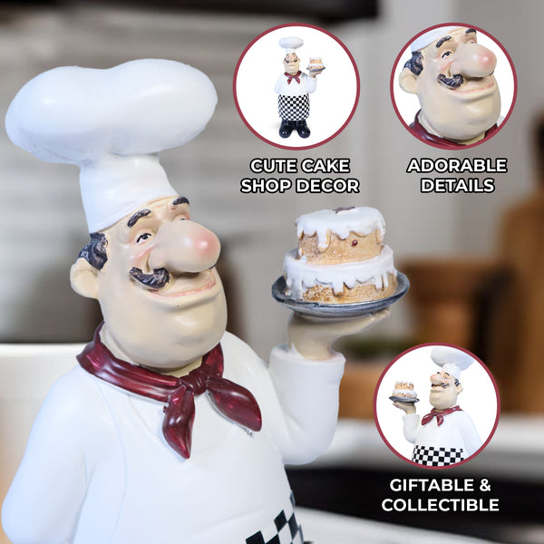 Decorative Polyresin Chef Statue, 10" Cafe Bakery Dining Kitchen Decor by Sona Casa
