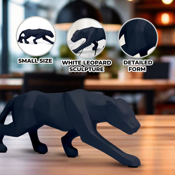 Small Black Leopard Sculpture for Home or Office, Sleek Black Desk Decor 10 inch 25 cm Wide by Sona Casa