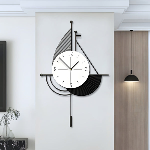 Decorative Wall Clock, 24" Abstract Metal Clock, Quiet, Battery Operated Home Office Decor by Sona Casa