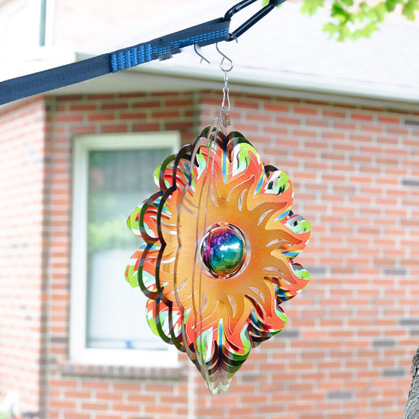 Metal Wind Spinner, Abstract Garden Art, 3D Kinetic Sculpture, Outdoor Hanging Decor for Patio, Tree, Lawn, Unique Gifts by Sona Casa
