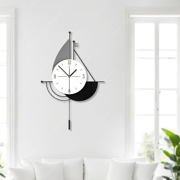 Decorative Wall Clock, 24" Abstract Metal Clock, Quiet, Battery Operated Home Office Decor by Sona Casa