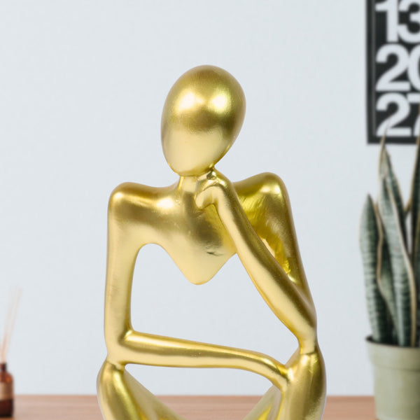 Small Abstract Thinker Statue Decor for Living Room, Gold Decorative Accent for Home, Office 9 inch, 23 cm by Sona Casa