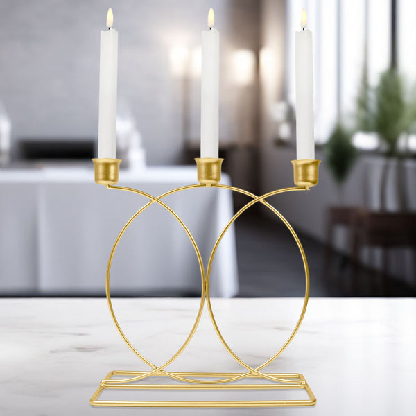 Gold Metal Taper Candle Holder, 3 Holders, 9" Classic Home Decor by Sona Casa
