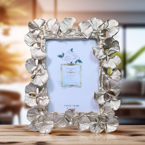 3D Picture Frame for 4x6 inch Photo, Gold Copper Ginkgo Leaves Photo Frame Border, Handmade Frame, 8 inch 22 cm by Sona Casa