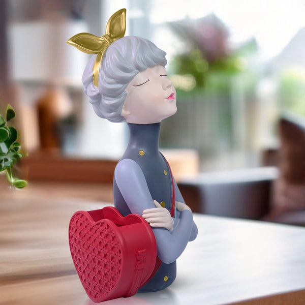 Girl Statue, Makeup Organizer, Bud Vase, 14" Dresser Vanity Table Organizer by Sona Casa