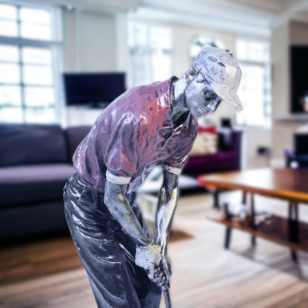 Large Golf Statue, Sports Statue Home Decor Gift, Red Black Coffee Table Centerpiece 13 inch 33 cm by Sona Casa