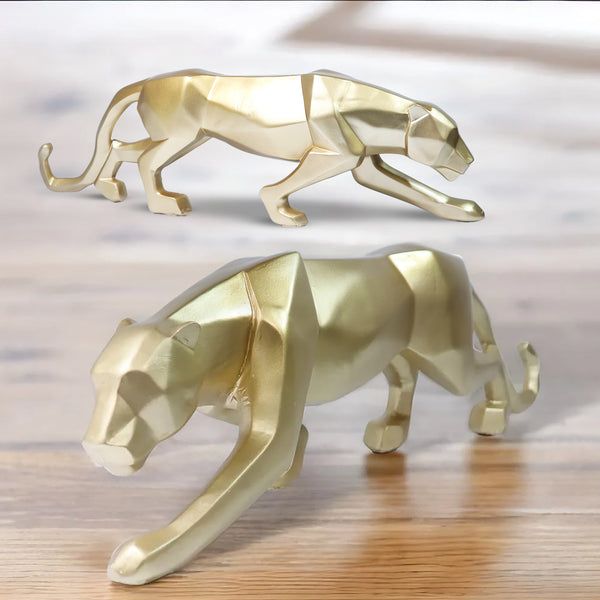Gold Leopard Statue, Panther Sculpture, Gold Home Decor, Living Room Decor 18 inch 46 cm Wide by Sona Casa