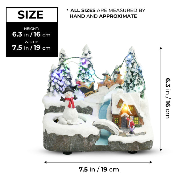 Christmas Village Set, Animated Figures, Musical Carousel, 6" Xmas Decor by Sona Casa