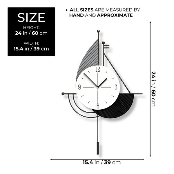 Decorative Wall Clock, 24" Abstract Metal Clock, Quiet, Battery Operated Home Office Decor by Sona Casa