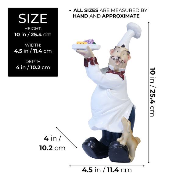 Chef Ornament, Polyresin Statue Art, Decor for Kitchen, Restaurant, Cafe, Bakery, Fun Gift 10 inch 25 cm by Sona Casa