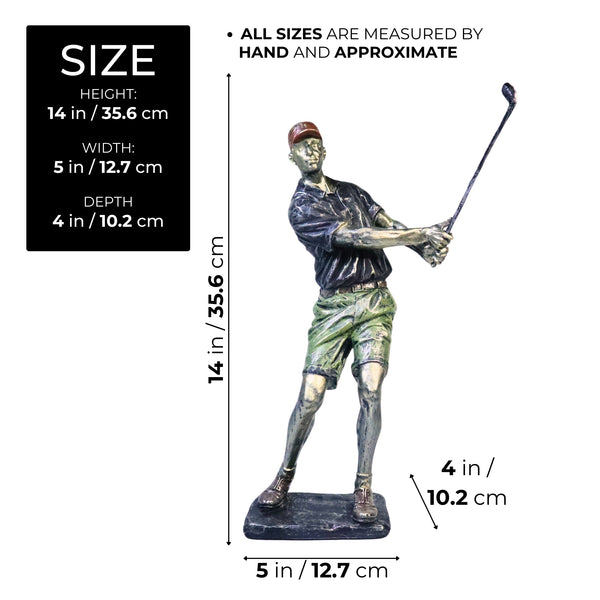 Large Green Silver Golf Figurine, 14" Handmade Rustic Decor for Home Office by Sona Casa