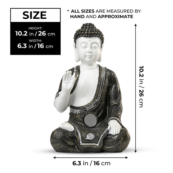 Small Buddha Statue, Antique White Decor, 10" Altar Meditation Room Decor by Sona Casa