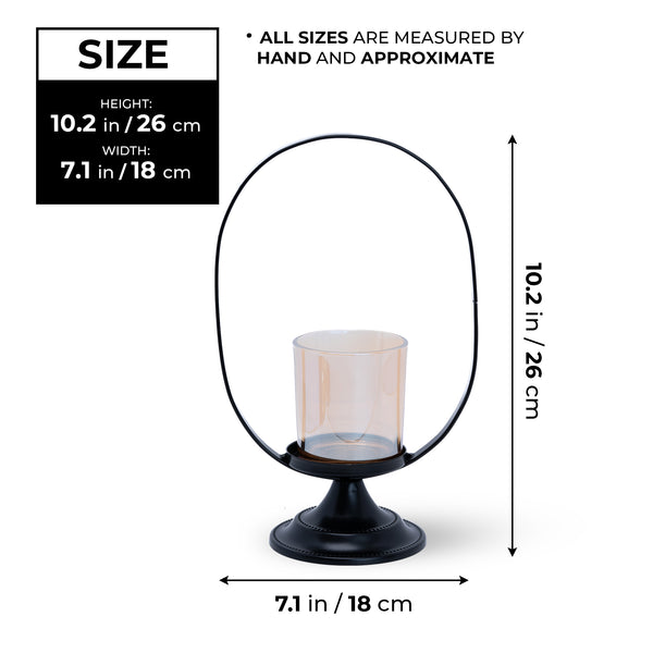 Metal Tealight Holder With Glass Container, 10" Mantle, Shelf, Altar, Table, Desk Decor, Home Office Ornament, Gifts by Sona Casa