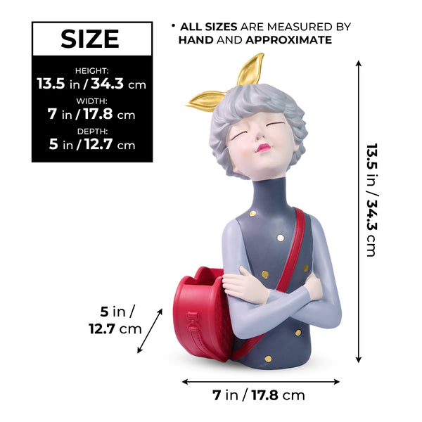 Girl Statue, Makeup Organizer, Bud Vase, 14" Dresser Vanity Table Organizer by Sona Casa