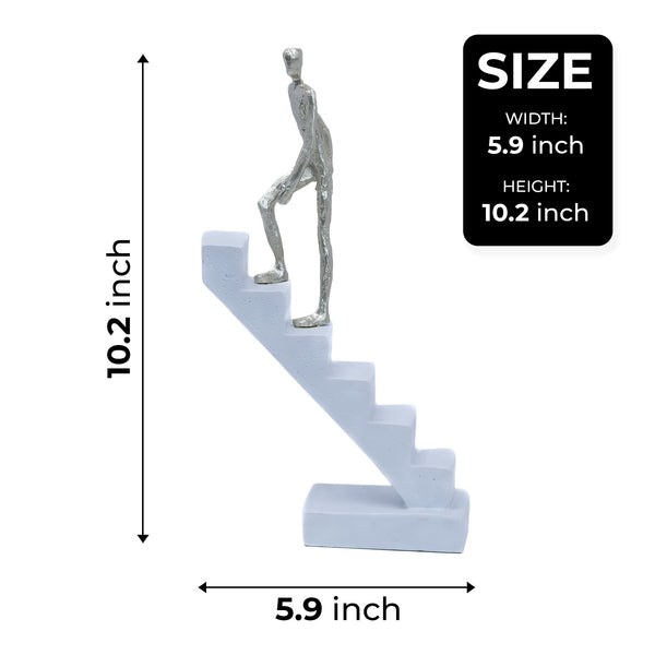 Abstract White Statue Of Man Climbing Stairs - Motivational Decor For Zen Office & Home Inspiration by Sona Casa