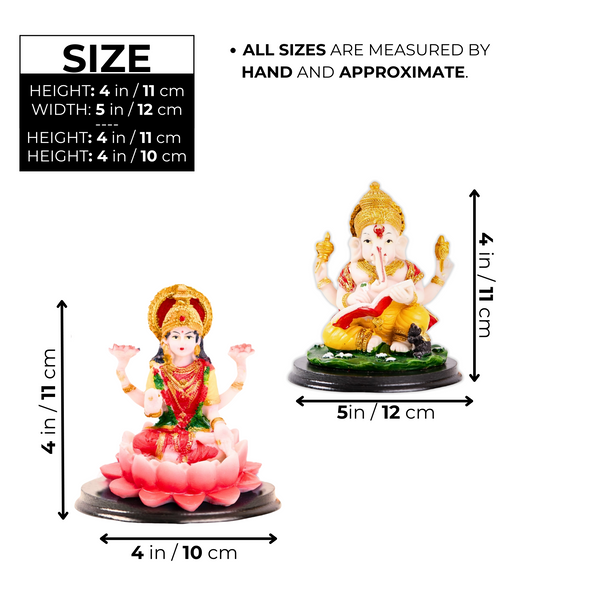 Multicolor Mini Ganesh Lakshmi Idols, 4" Indian Hindu God Statues For Home by Sona Casa