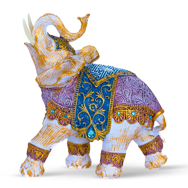 Elephant Statue, 8" Multicolor Animal Figurine, Sculptures, Coffee Table Decor, Ideal Housewarming Gift by Sona Casa