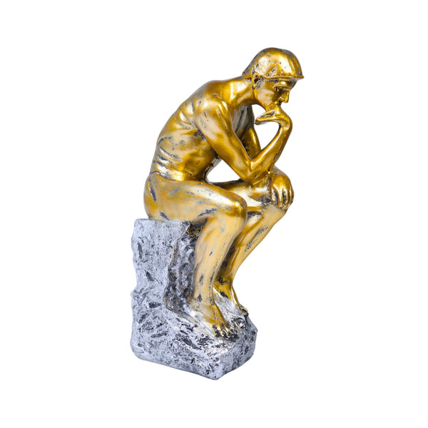 Rustic Gold Male Nude Sculpture, Auguste Rodin's The Thinker Gold Decor for Home or Office 10 inch 24 cm by Sona Casa