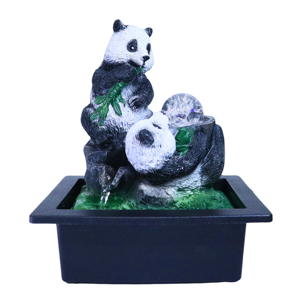 Relaxing Indoor Fountain with Cute Panda Statues 11" Desktop Waterfall Table Office Patio Decor by Sona Casa