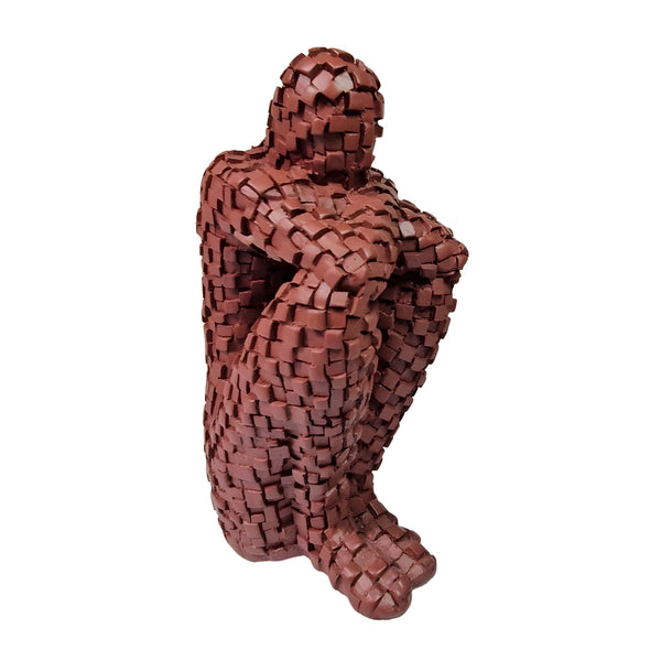 Small Abstract Thinker Statue, Dark Red Home Decor, Bookshelf Decor, Gift for Teachers 8 inch 20 cm by Sona Casa
