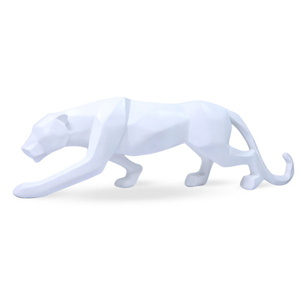 White Panther Statue, Unique Home Decor, Minimalist Decor for Living Room 18 inch 46 cm Wide by Sona Casa