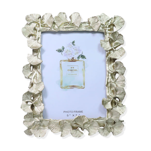 5x7 inch Photo Frame, 3D Golden Ginkgo Leaves Picture Frame Border, Handmade Decorative Frame 9 inch 23 cm by Sona Casa