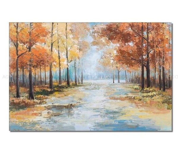 Solidarity of Fall - Landscape Oil Painting Modern Wall Art Canvas Painting For Living Room Home Decoration by Sona Casa