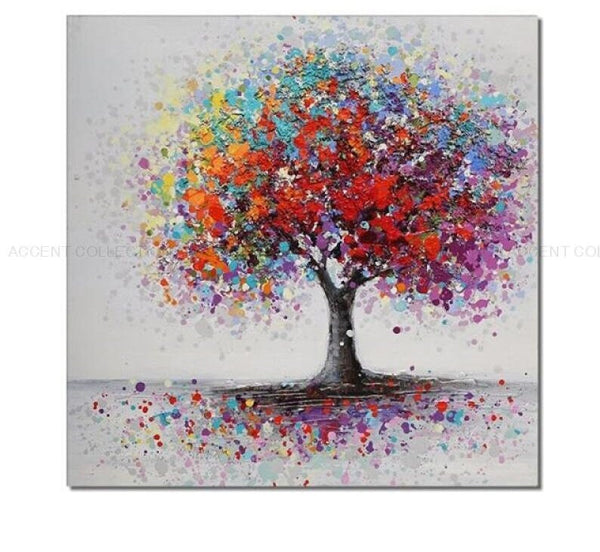 Tree Of Life - Abstract Painting, Colorful Splash Modern Wall Art, Original Hand Painted Oil Painting for Home Decor by Sona Casa