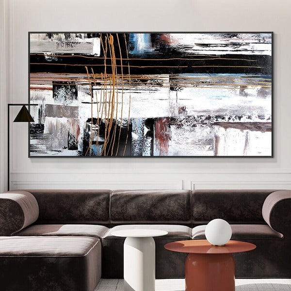 Handmade Abstract Art, Deep Space Oil Painting, Minimalist Bedroom Wall Painting, Framed Wall Art for New Home by Sona Casa