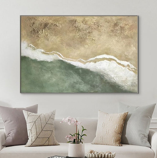 Original Seascape Wall Painting, Textured Acrylic Canvas, Minimalist Boho Beach Art, Housewarming Gift by Sona Casa