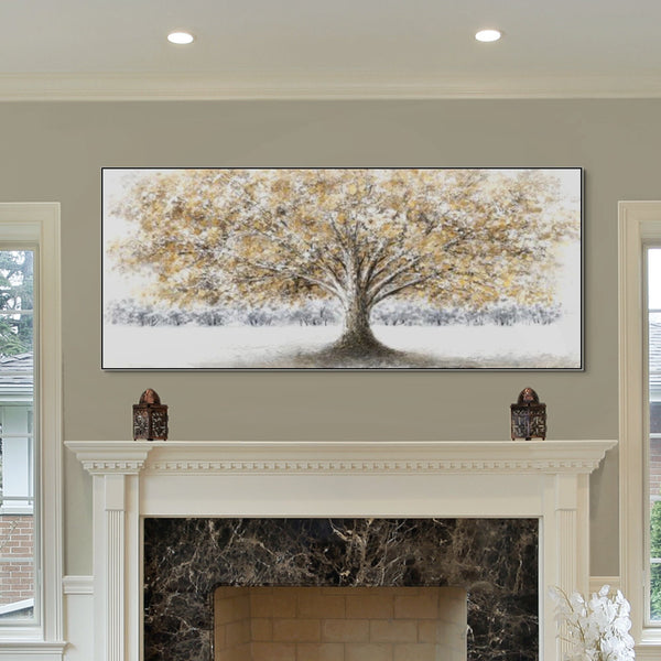 Large Wall Art, Landscape Painting of Forest Trees, Tree Painting, Living Room Canvas Art, Textured Wall Art, Nature Painting by Sona Casa