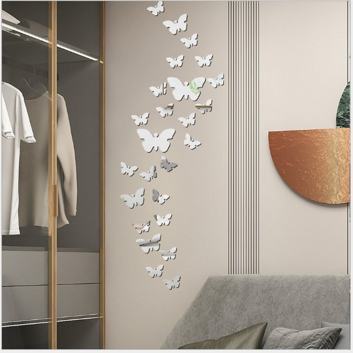 Solacol Wall Mirror Stickers Peel and Stick Mirrors for Wall Stick on Mirrors for Wall 30pcs Butterfly Combination 3D Three-dimensional Mirror Wall